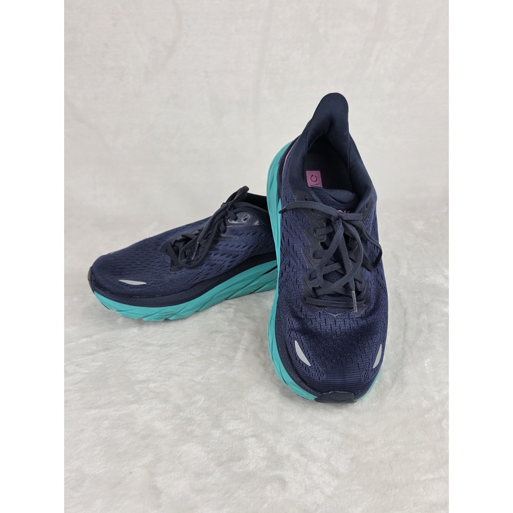 Hoka Clifton 8 Womens Size 9.5 Navy Teal Running Shoes Good Condition